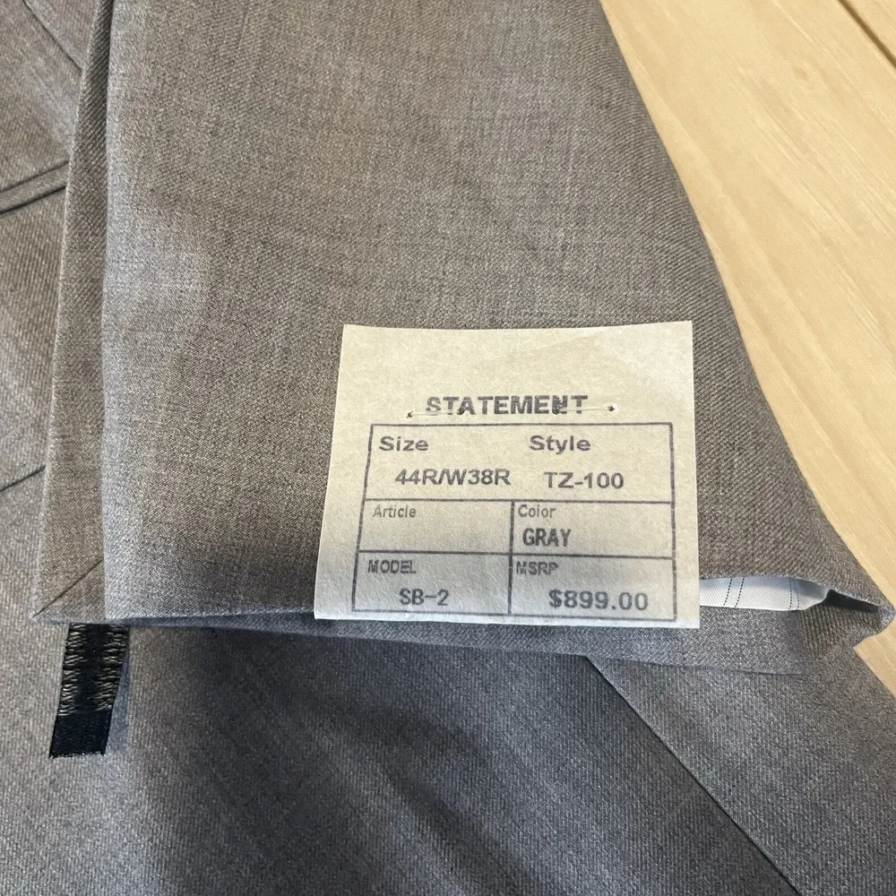 Statement NEW Italy Confidence Pure Handmade Blazer Gray Wool Mens Size 44R